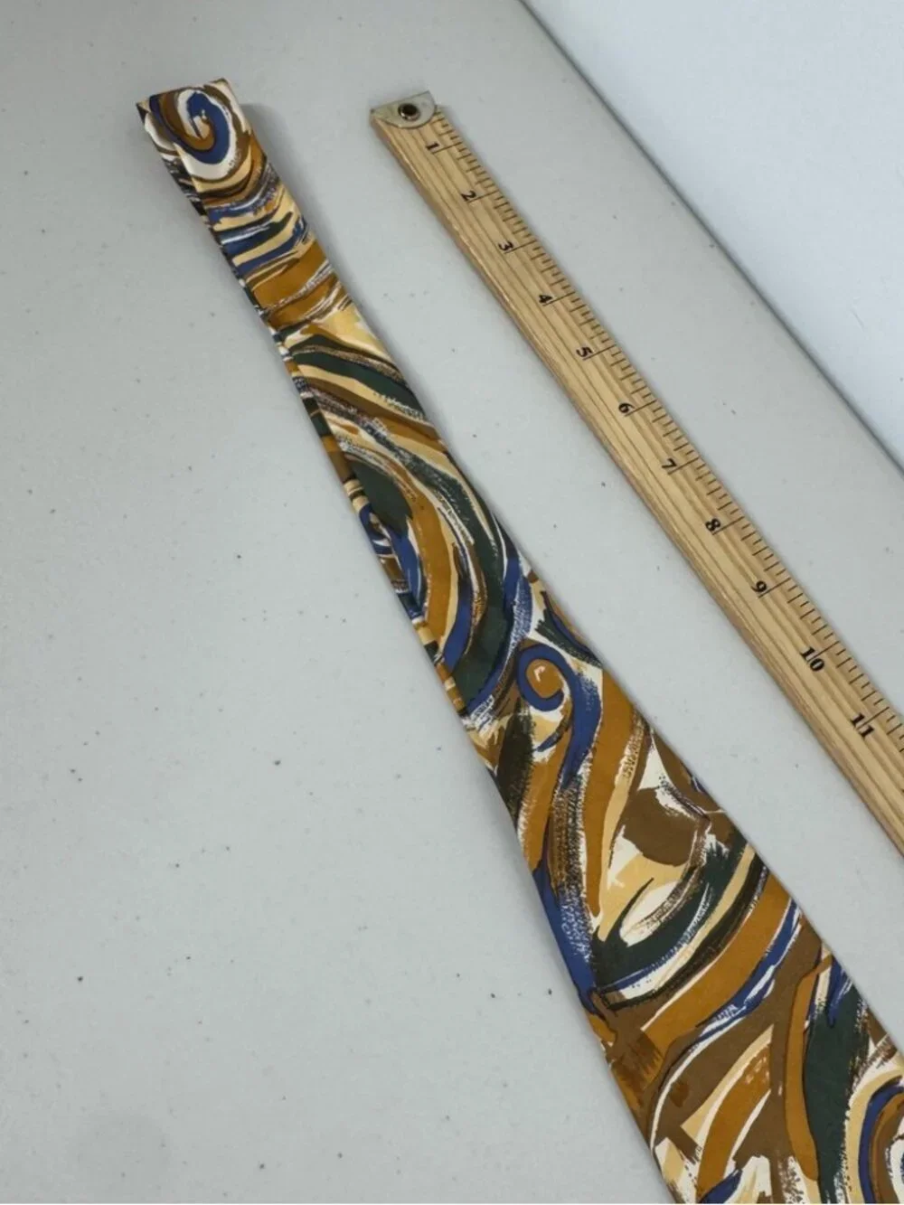 Lavatelli Silk Abstract Patterned Men's Tie Swirl Brown Blue Vintage Designer